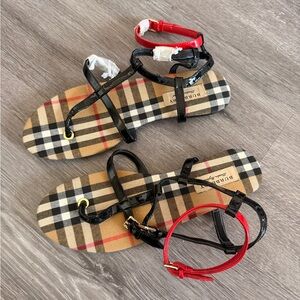 Burberry Check Sandals with Black Accents